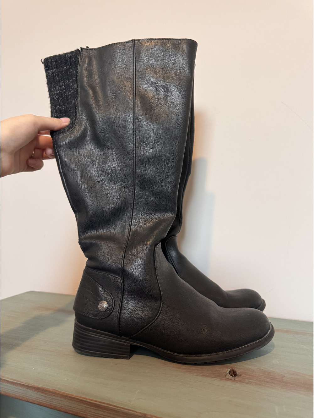 LifeStride Xandy Black Tall Riding Boots Knee High Comfort Zip Women's Size 7WC